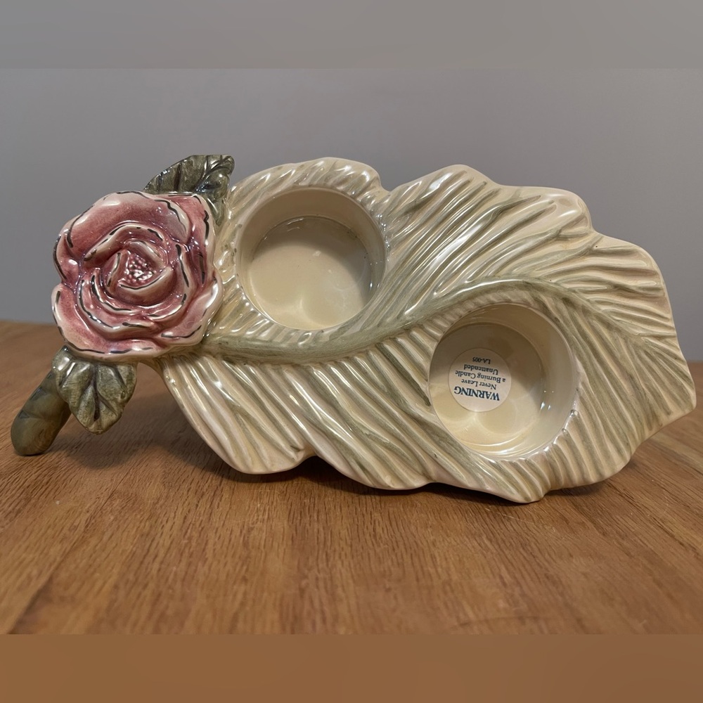 Candle Holder 
Flower and leaf Blue Sky Votive Holder 2003